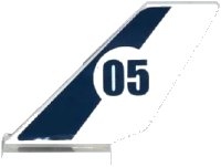 LEGO onderdeel Tail Shuttle with Dark Blue Stripe and '05' in White Circle Pattern on Both Sides (Stickers) - Set 60067 6239pb046