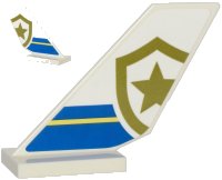 LEGO part Tail Shuttle with Blue and Bright Light Yellow Stripes and Partial Police Gold Star Badge Logo Pattern on Both Sides (Stickers) - Set 60243 6239pb085