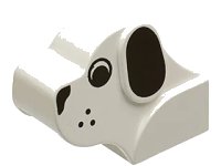 LEGO onderdeel Dog Head Brick with Black Eyes, Nose, Ears, and Whisker Dots Pattern 6243px1