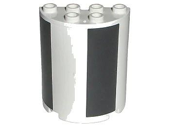 LEGO onderdeel Cylinder Half 2 x 4 x 4 with Black Sections Pattern (Stickers) - Set 7468 (6259pb009)
