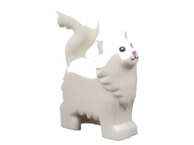 LEGO onderdeel Cat, Persian Longhair, Standing with Black Eyes and Dark Pink Nose Pattern (6329pb01)