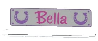 LEGO part Tile 1 x 3 with 2 Horseshoes and 'Bella' Pattern (Sticker) - Set 3189 (63864pb014)