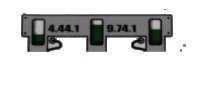 LEGO onderdeel Tile 1 x 3 with Black '4.44.1' and '9.74.1' and Green Level Indicators Pattern (Sticker) - Set 8864 63864pb042L