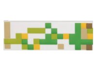 LEGO part Tile 1 x 3 with Pixelated Green, Lime, Tan and Yellow Pattern (Minecraft Iron Golem) 63864pb046
