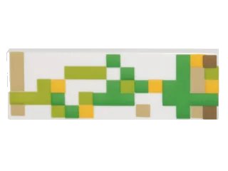 LEGO onderdeel Tile 1 x 3 with Pixelated Green, Lime, Tan and Yellow Pattern (Minecraft Iron Golem) (63864pb046)