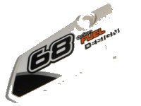 LEGO part Technic, Panel Fairing # 4 Small Smooth Long, Side B with Black '68' and 'action FUEL DESIGN' Pattern (Sticker) - Set 42045 64391pb026