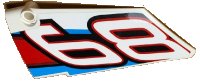 LEGO onderdeel Technic, Panel Fairing #17 Large Smooth, Side A with '68' and Red, Black and Blue Lines Pattern (Sticker) - Set 42077 64392pb032