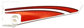 LEGO part Technic, Panel Fairing # 6 Long Smooth, Side B with Red Curved Stripes Pattern (Sticker) - Set 42040 (64393pb020)