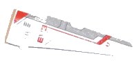 LEGO part Technic, Panel Fairing # 6 Long Smooth, Side B with Red Triangle and 'EV3' and Light Bluish Gray and Red Stripes Pattern (Sticker) - Set 31313 64393pb025
