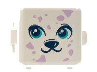 LEGO part Container, Box 3 x 8 x 6 2/3 Half Front with Dalmatian Dog Face, Medium Azure Eyes, and Lavender Spots Pattern 64462pb04