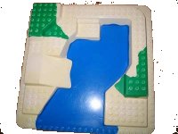 LEGO part Duplo, Baseplate Raised 24 x 24 with Straight Ramp and Blue, Green Pattern 6447px1