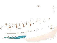 LEGO onderdeel Boat, Hull Brick 16 x 10 x 3 with Medium Azure Wave Left and 'HLC' on Medium Azure Wave Right Pattern (Stickers) - Set 41015 64645pb01