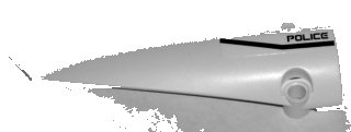 LEGO part Technic, Panel Fairing # 5 Long Smooth, Side A with Black Line and 'POLICE' Pattern (Sticker) - Set 5981 (64681pb001)