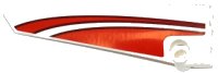 LEGO part Technic, Panel Fairing # 5 Long Smooth, Side A with Red Curved Stripes Pattern (Sticker) - Set 42040 64681pb020