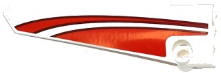 LEGO part Technic, Panel Fairing # 5 Long Smooth, Side A with Red Curved Stripes Pattern (Sticker) - Set 42040 (64681pb020)