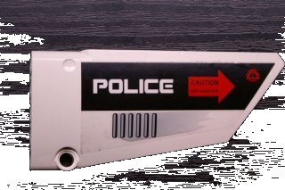 LEGO onderdeel Technic, Panel Fairing #18 Large Smooth, Side B with 'POLICE' and 'CAUTION HOT SURFACE' Pattern (Sticker) - Set 5973 (64682pb004)