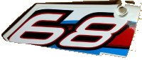 LEGO onderdeel Technic, Panel Fairing #18 Large Smooth, Side B with '68' and Red, Black and Blue Lines Pattern (Sticker) - Set 42077 64682pb032