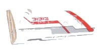 LEGO onderdeel Technic, Panel Fairing # 3 Small Smooth Long, Side A with Red '31313' and Light Bluish Gray and Red Stripes Pattern (Sticker) - Set 31313 64683pb028