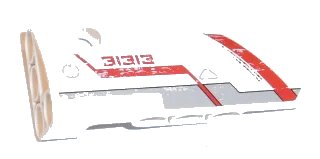 LEGO onderdeel Technic, Panel Fairing # 3 Small Smooth Long, Side A with Red '31313' and Light Bluish Gray and Red Stripes Pattern (Sticker) - Set 31313 (64683pb028)