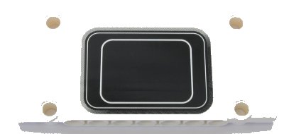 LEGO part Technic, Panel Plate 5 x 11 x 1 with Black Rectangle with Rounded Corners and 2 Silver Stripes Pattern (Sticker) - Set 42043 (64782pb027)
