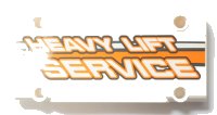 LEGO part Technic, Panel Plate 5 x 11 x 1 with 'HEAVY LIFT SERVICE' and Dark Bluish Gray and Orange Stripes  Pattern Model Right Side (Sticker) - Set 42052 64782pb053R