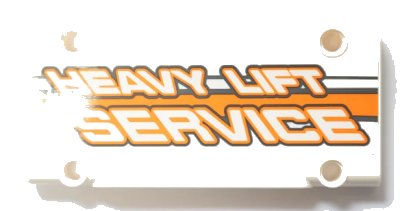 LEGO onderdeel Technic, Panel Plate 5 x 11 x 1 with 'HEAVY LIFT SERVICE' and Dark Bluish Gray and Orange Stripes  Pattern Model Right Side (Sticker) - Set 42052 (64782pb053R)