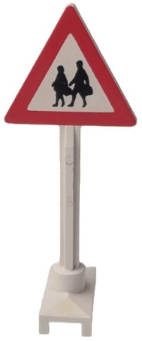 LEGO part Road Sign Triangle with Pedestrian Crossing 2 People Pattern (649pb04)