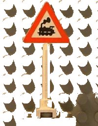 LEGO part Road Sign Triangle with Train Engine with Cab Window Pattern 649pb06a