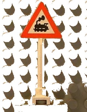 LEGO onderdeel Road Sign Triangle with Train Engine with Cab Window Pattern (649pb06a)