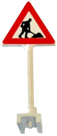 LEGO part Road Sign Triangle with Worker and 1 Pile Pattern 649pb09