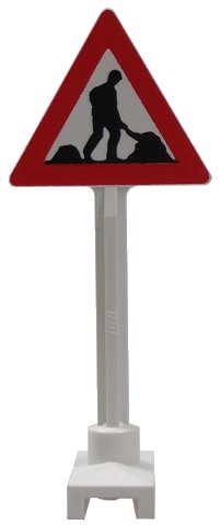 LEGO part Road Sign Triangle with Thick Worker and 2 Piles Pattern (649pb10a)