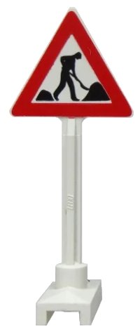 LEGO part Road Sign Triangle with Thin Worker and 2 Piles Pattern 649pb10b