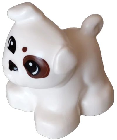 LEGO onderdeel Duplo Dog Bulldog With Dark Brown Spots on Face Pattern (65161pb02)