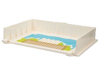LEGO part Container, Book Cover Half, 16 x 12 x 2 2/3 (Storybook Adventures) with Medium Azure Water, Lime Grass, Gold and White Checkered Tile Floor Pattern 65196pb06