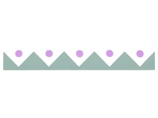 LEGO onderdeel Tile 1 x 6 with Sand Green Edge Triangles and 5 Lavender Dots Pattern (6636pb122)
