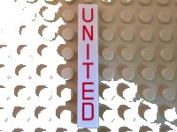 LEGO onderdeel Tile 1 x 6 with Red 'UNITED' Pattern 6636pb154