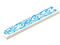 LEGO part Tile 1 x 6 with Dark Azure Flowery Filigree with Dots and Curved Lines Pattern 6636pb362