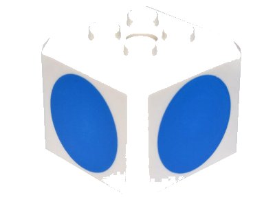 LEGO onderdeel Brick, Modified Cube, 4 Studs on Top with Blue Circle Pattern on All Sides (Super Mario Blue Toad Cap) (66855pb04)