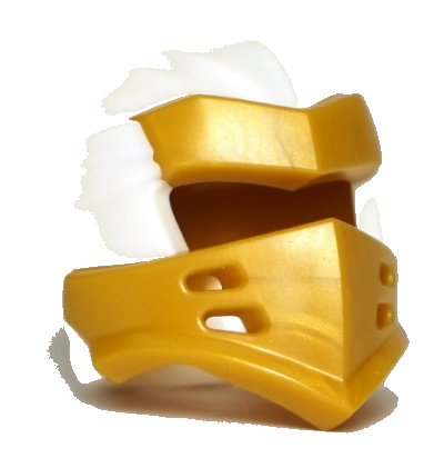 LEGO onderdeel Minifigure, Headgear Ninjago Wrap Type 7 with 4 Slits on Front with Molded Pearl Gold Armor Pattern (66953pb04)