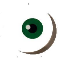 LEGO part Tile, Round 3 x 3 with Green and Black Eye Pattern 67095pb001