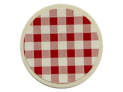 LEGO onderdeel Tile, Round 3 x 3 with Red and White Checkered Pattern (Sticker) - Set 21324 (67095pb005)