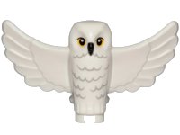LEGO onderdeel Owl, Spread Wings with Black Beak, Yellow Eyes, and Light Bluish Gray Rippled Chest Feathers Pattern (HP Hedwig) 67632pb01