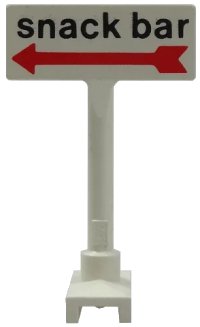 LEGO part Road Sign Rectangle, Axle Pole with Snack Bar Pattern 676p01