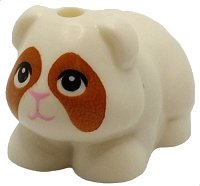 LEGO onderdeel Guinea Pig, Friends with Bright Pink Nose and Mouth, Black Eyes with Dark Orange Contours Pattern (Ruby) 6907pb01