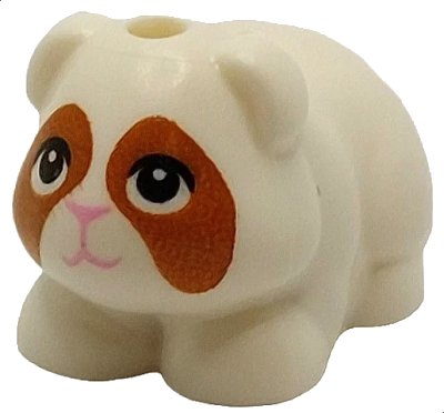 LEGO onderdeel Guinea Pig, Friends with Bright Pink Nose and Mouth, Black Eyes with Dark Orange Contours Pattern (Ruby) (6907pb01)