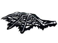 LEGO part Cloth Wing Dragon Left, Tattered with Bones, Black Skin, and Dark Bluish Gray Spots Pattern 69657
