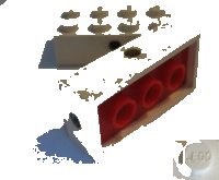 LEGO part Brick, Modified 2 x 4 with Wheels Holder, Opaque Bottom 7049c01