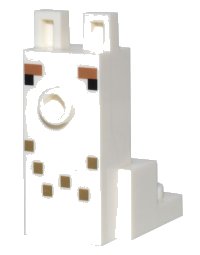 LEGO part Creature Head Pixelated with Elongated Face and Stud with Black Eyes, Medium Nougat Eyebrows, and Dark Tan Spots Pattern 2 (Minecraft Alpaca / Llama) 73233pb03