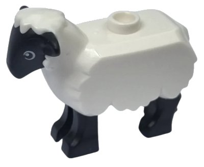 LEGO onderdeel Sheep with Black Head and Legs and Eyes Pattern (74188pb01)