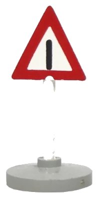 LEGO part Road Sign with Post, Triangle with Generic Warning Pattern, Type 2 Base 747p01c02